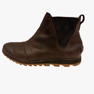 Sorel Harlow Chelsea Boots Dark Brown Waterproof Full Grain Leather Rain Women 9